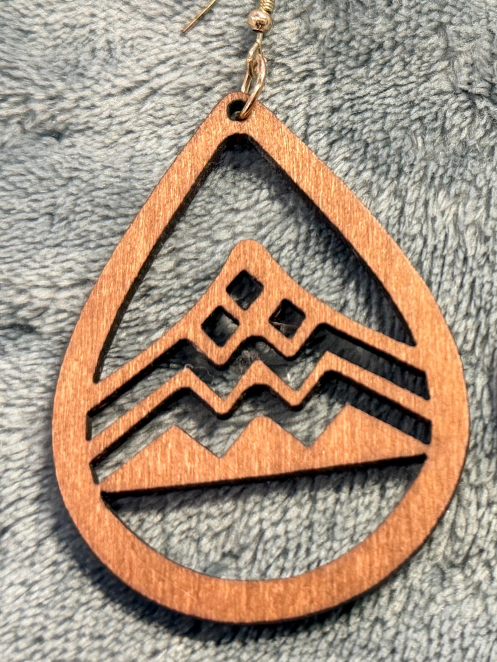 Wooden Teardrop Cutout Earrings - Brown